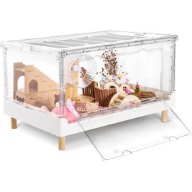 Hamster Cage & Guinea Pig Cages, Acrylic Cage for Small Animal Pets, Large Transparent Gerbil Cage and Habitats, Hedgehog, Dwarf Hamster, Rat, Mouse, Ferret, Bunny, Quail, Extendable, Stackable
