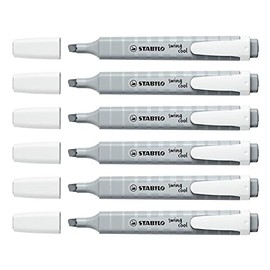 STABILO Swing Cool Highlighters Pastel Bevel Tip Silk Grey Pack of 6aa