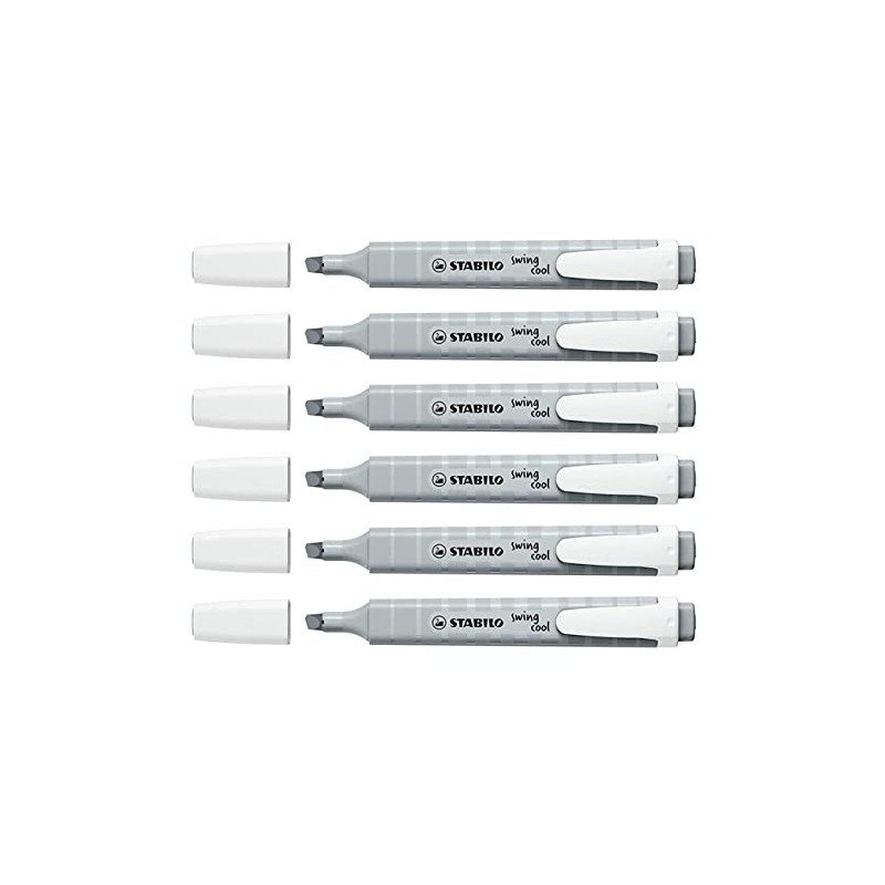 STABILO Swing Cool Highlighters Pastel Bevel Tip Silk Grey Pack