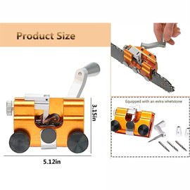 Chainsaw Sharpener Jig Kit, Portable Chainsaw Sharpening Tool with Burr Grinding Stone & Cleaning Brush, Manual Chain Saw Blade Sharpener Attachment for 12-22 Inches Chain/Electric Saw, Garden Worker
