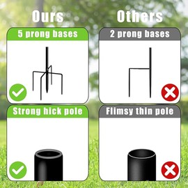 CMASTER Shepherd Hooks for Outdoor, 1 Pack 92 Inch Bird Feeder Pole with 5 Prongs Base Heavy Duty Adjustable Garden Hook for Hanging Plant, Hummingbird Feeder, Lantern (92INCH)