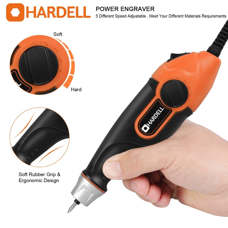 HARDELL 24W Engraving Pen, 5 Speed Engraving Tool with Letter/Number