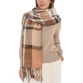 YSense Women's Long Plaid Blanket Scarf Chunky Oversized Winter Fall Warm Scarf Big Tartan Scarves Wrap Shawl Ladies Gifts