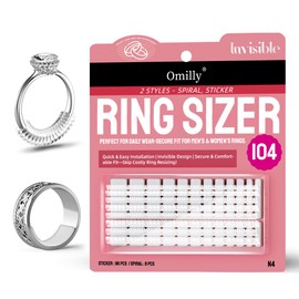 Silicone Ring Size Adjuster for Loose Rings, 104-Piece Invisible Ring Guard Kit with 2 Styles (Spiral Coils & Sizing Strips) for Women & Men, Reusable Resizer Fits 1-10mm Width