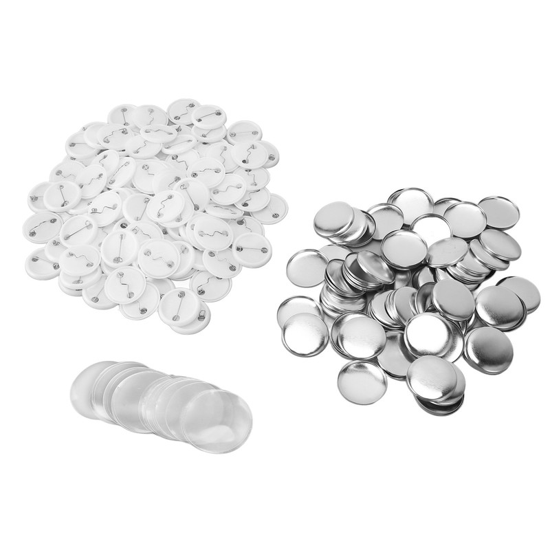 100 Sets Pin Back Button Parts Round Shape Metal Back