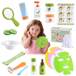 Ehome Wooden Makeup Toy Set for Toddler Wood Learning Toys, Play Spa Set with Face Mask Christmas Birthday Gifts for 3-8 Years Old