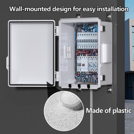 ANIMACYN Electrical Junction Box, Ventilated Design, Cable Grommets, Indoor/Outdoor Use with Mounting Panel & Hinged Cover. Waterproof IP 65. (Grey Cover, 11.8"x7.9"x5.1")