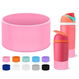 Mokoart Silicone Boot Compatible with Owala Kids Water Bottle 16/14 oz, Anti-Slip Rubber Bottom Protective Sleeve for Owala Kids FreeSip 16oz, Accessories for Owala Kids Flip 14oz (Light Pink)