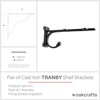 Oakcrafts - Shelf Bracket Hook TRANBY Antique Iron 6" /