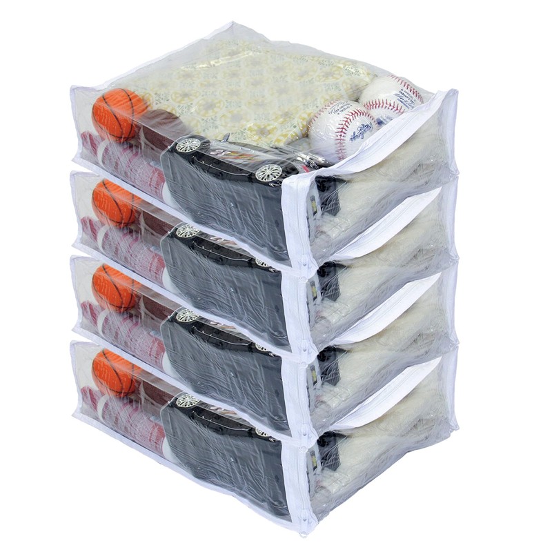 4-Pack Heavy Duty Vinyl Zippered Closet Storage Bags (Clear) for