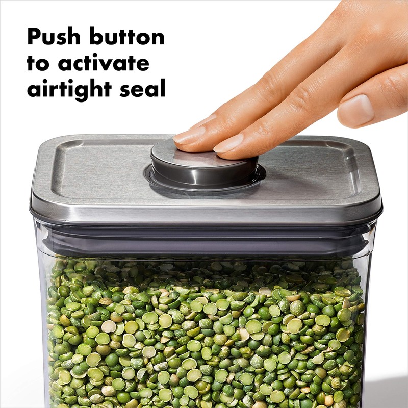 OXO Airtight 0.4L Stainless Steel Pop Container, Small Square, Mini