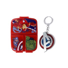 OM SUPPLIES Avengers Reusable Sandwich Lunch Box 3 Multi Compartment Kids Children School Includes Avengers Keychain (Avengers)