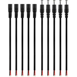 Ameribox DC Barrel Power Plug Pigtail Cable 2.1mm x 5.5mm Male Female Jack Connector Cord