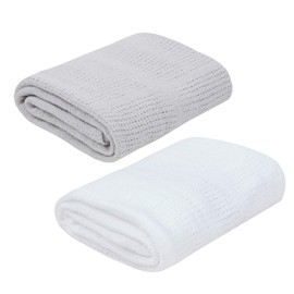 BabyTown Baby Boys and Girls Soft Cotton Cellular Blankets White & Grey