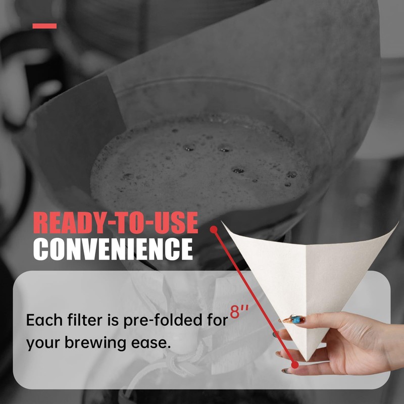 Brew Choice Pre-folded Cone Coffee Filters - 50 Pack, Upgraded