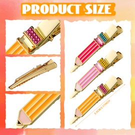 Yuxung 12 Pcs Pencil Hair Clips Teacher Barrettes Cute Back to School Hairpins Funny Crystal Holiday Alligator Hairclip for Women Teacher Appreciation Gifts Hair Accessories