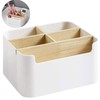 Bamboo Table Organiser Desktop, Desk Organiser, 5 Compartments Wooden Desktop