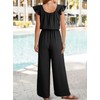 Dokotoo Jumpsuits for Women 2025 Fall Ruffle Sleeves Square Neck