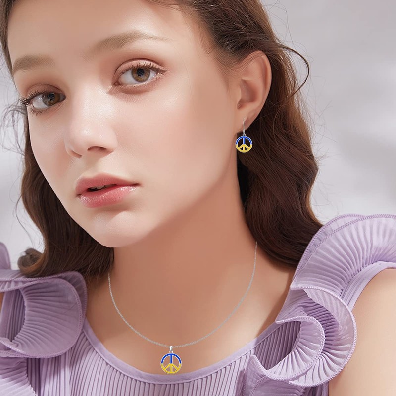 Seiyang Collar con signo de paz de plata de ley