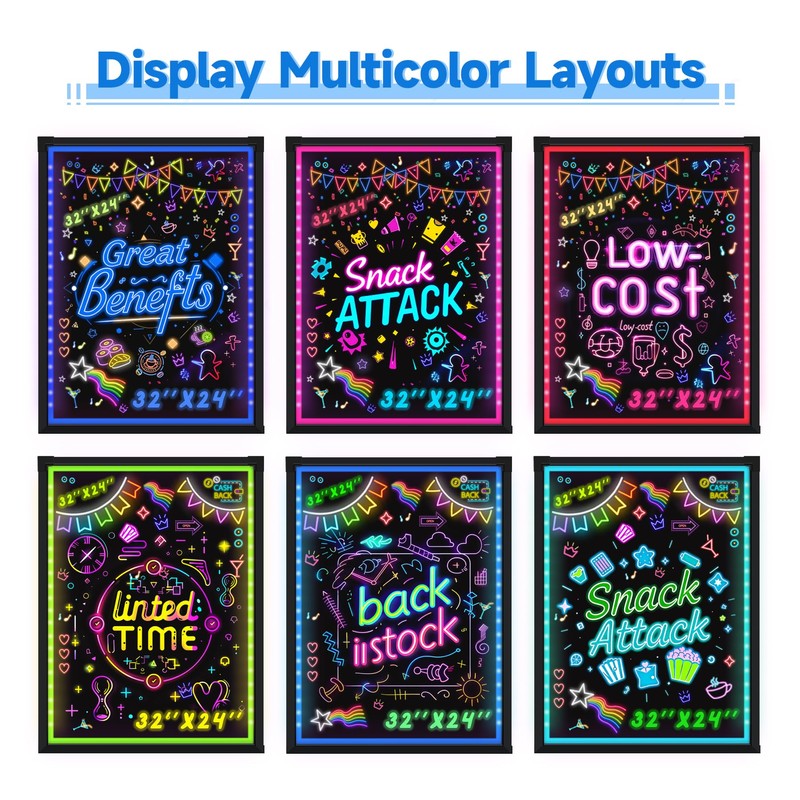 Hosim Standing A-Frame LED Message Writing Board, 32”x 24" Illuminated