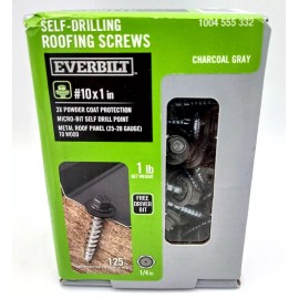 Everbilt Metal Roofing Screws #10 x 1 inch Charcoal Gray Self-Drilling Siding Trim 125 ct