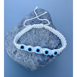 Unbranded White Evil Eye Bracelet Pulseras Con 5 Ojitos Tejida Con Hilo Color Blanco