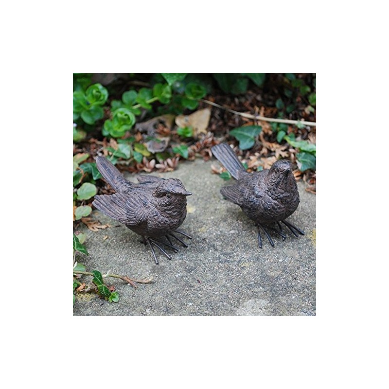 Pair of Detailed Resin Wren Bird Ornaments for Home or