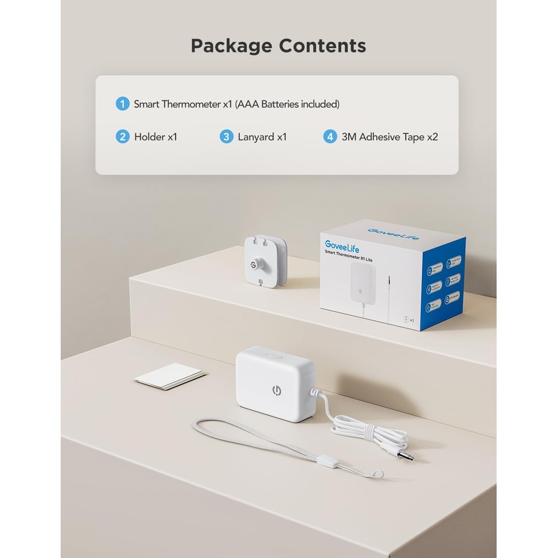 GoveeLife Refrigerator Freezer Thermometer 1 Pack, Bluetooth Temperature Sensor with