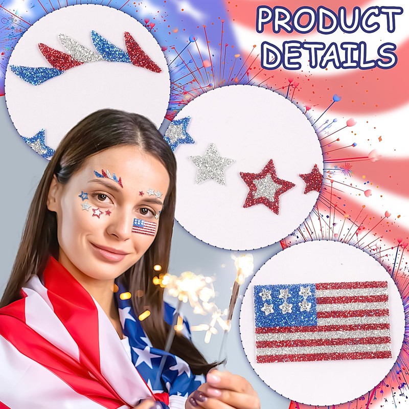 4th of July Face Gems, Fourth of July Celebration Face