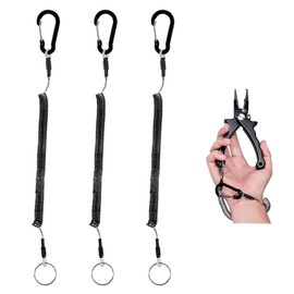 EsiFare Spiral Cord, Wired, 4.9 ft (1.5 m), 3 Piece Spiral Cord, Key Chain, Fall Prevention, Carabiner & Key Ring, Strap, Curl Cord, Stretchable, Fall Prevention Cord, Fishing, Durable, Universal