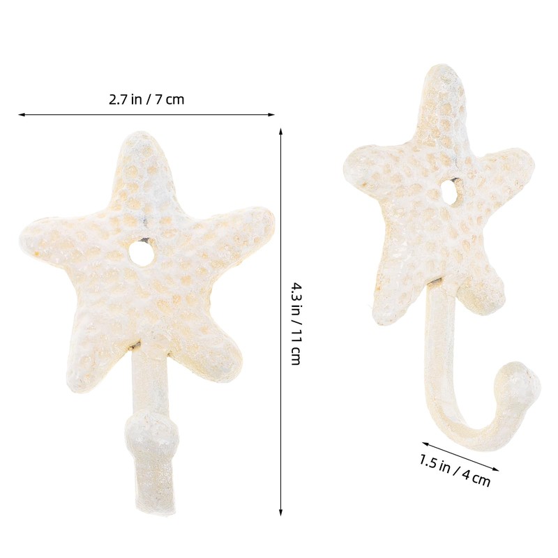 Holibanna Cast Wall Hooks 3pcs Iron Star Coat Hook Nautical