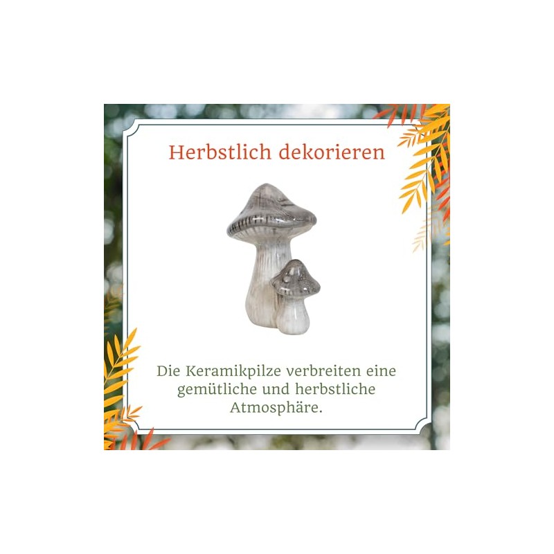 HEITMANN DECO - Ceramic Mushrooms, Grey, Approx. 16 cm