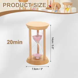 PATIKIL 20 Minutes Sand Timer, 1 Pcs Wooden Sand Watch High Glass Sandglass Timer for Living Room Home Office Restaurant Decoration, Pink