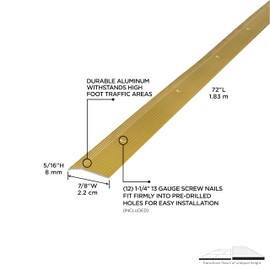 M-D Building Products 79087 7/8 in. X 72 in. Satin Brass Aluminum Carpet Trim w/Screw Nails