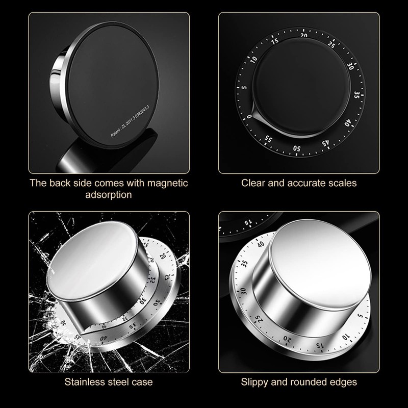 QANYEGN Kitchen Mechanical Timer Kitchen Countdown Timer Magnetic 304 Stainless