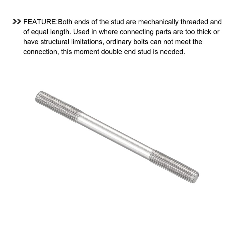 METALLIXITY 10pcs 304 Stainless Steel Double End Stud Screws Stud