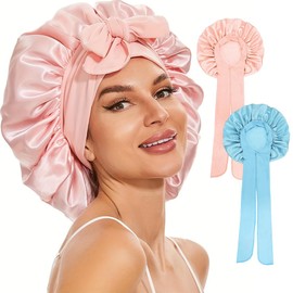 JAWUZ 2 Stück Satin Haarhaube für Damen, bonnet sleep cap Doppelseitig Seidenhaube Zum Schlafen Schlafhaube Haare Schützen für die Nacht Bonnet mit elastischem Band haarhaube für die nacht