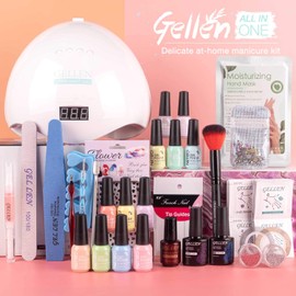 Gellen Gel Nail Polish Kit with Nail Light 72W Nail Dryer, 12 Gel Nail Polish Colors, No Wipe Top Base Coat, Nail Art Decorations, Manicure Tools, All-In-One Manicure Kit, Macaron Candy