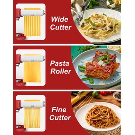 Pasta Maker Attachment for All Kitchenaid Mixers, Noodle Maker Kitchen Aid Mixer Accessories 3 In 1 Including Dough Roller Spaghetti Fettuccine Cutter - Homemade Fresh Pasta Easily!