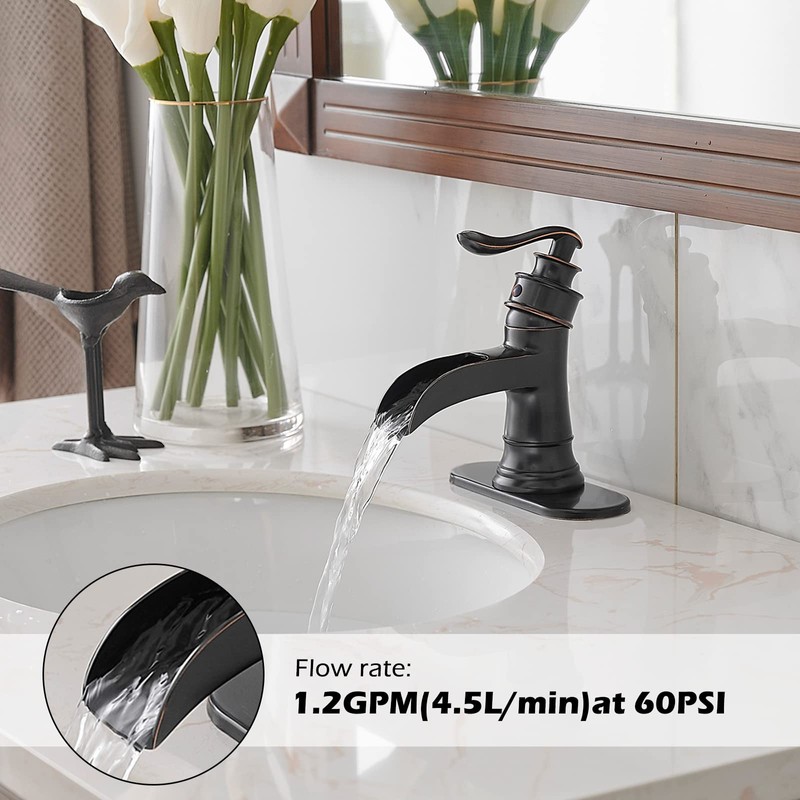 BWE Oil Rubbed Bronze Bathroom Sink Faucet with 1.2 GPM