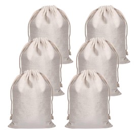 GIDWRIY 6 x fabric bags with drawstring, 20 x 30 cm, cotton bags, large fabric bags, unprinted, jute bags for painting, linen bag for filling, jute bag, linen bag storage
