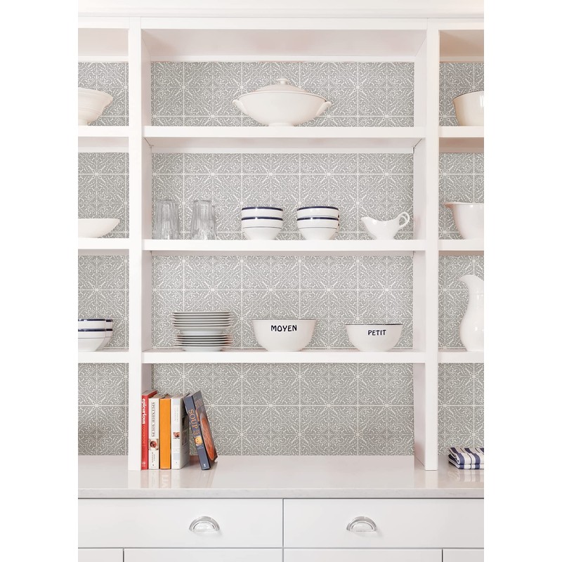 WallPops Dawson Grey Embossed Peel & Stick Backsplash Tiles