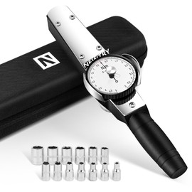 NEWTRY Dial Torque Wrench, 0.5-5N.m Dial Indicator Torque Wrench with Sockets Set (4-14mm), Precision Torque Meter, 1/4 inch pound Dial Torque Wrench Torque Force Tester