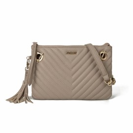 AFKOMST Women's Crossbody Bags Quilted Crossbody Shoulder Bags Multi Pocket Satchel Handbags Tasssel Messenger Purses Ladies Bag