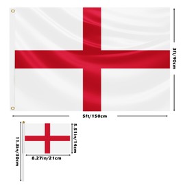 Set of 16, European Cup Decorations, 1 x Large Flag 150 x 90 cm, with Brass Eyelets, 15 Pieces Small, Hand Flag, Decorated at Sports Events, Parties (England)