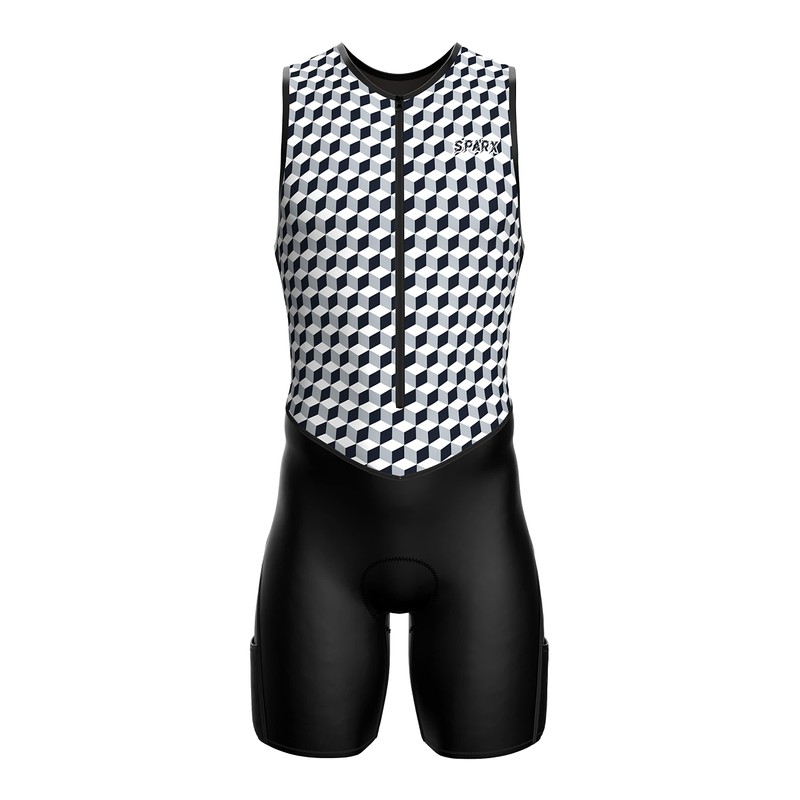 (X-Large, White) - Sparx X Triathlon Suit Men Racing Tri