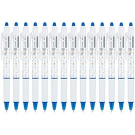 Pilot, FriXion Clicker Erasable Gel Pens, Fine Point 0.7 mm, Dot-Patterned Barrels, Pack of 14, Marine Blue