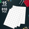 810 Pcs White Circle Dot Stickers, 15 Sheets 21mm/0.83inch Round