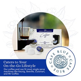 Cafe Blue - 100% Jamaica Blue Mountain Coffee, Premium Arabica Coffee Pods for Hot and Cold Brew, Medium Roast Jamaican Coffee (100% Jamaican Blue Mountain, 12 Count (Pack of 2))