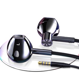 BACKWIN Auriculares con cable con micrófono HD para llamadas, auriculares Rock Bass universales de 3,5 mm, con cancelación de ruido dentro del oído, con micrófono, carcasa de metal con imán
